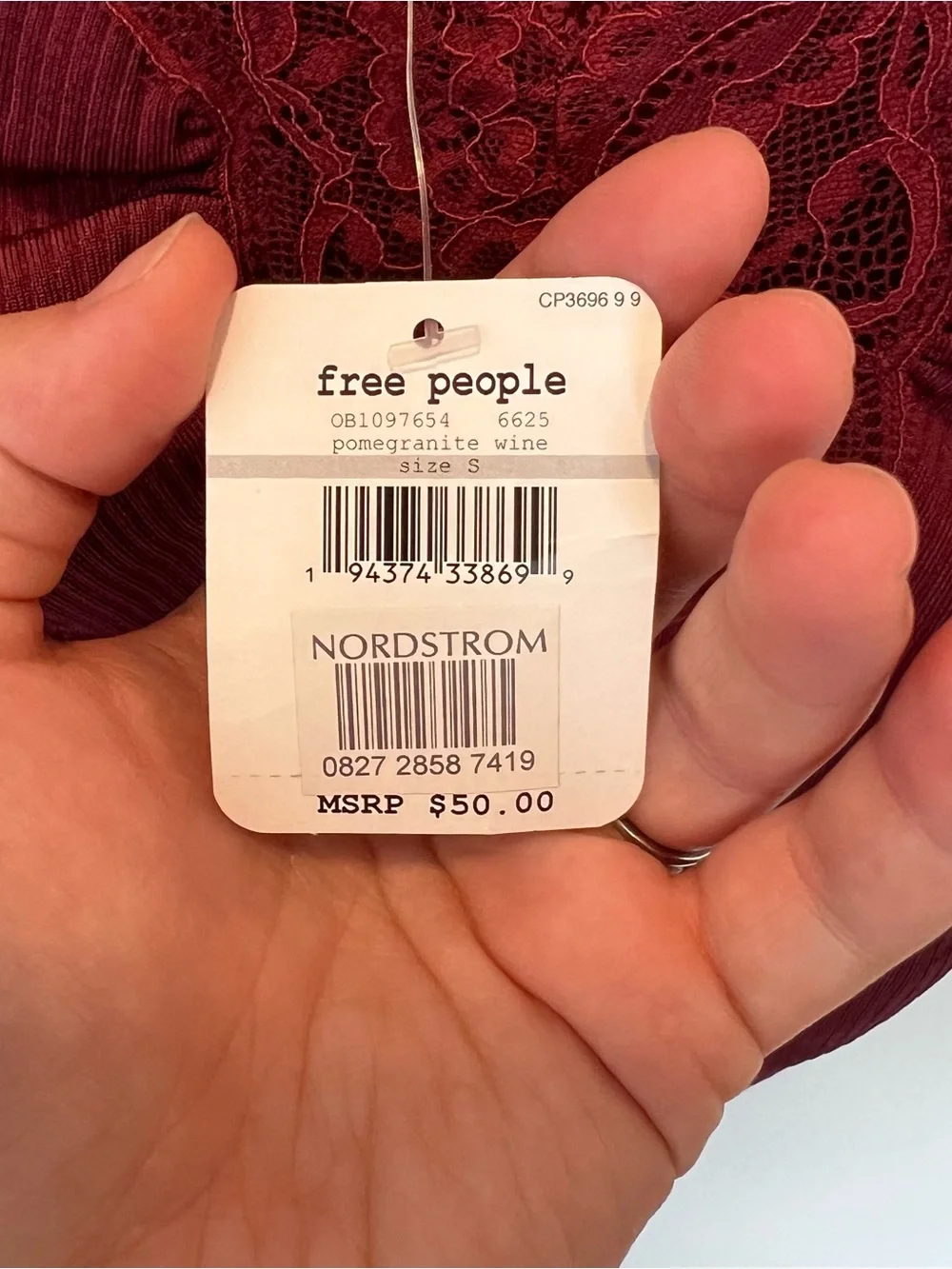 NWT Free People Intimately Women's First Call Bodysuit Pomegranite Wine - size S